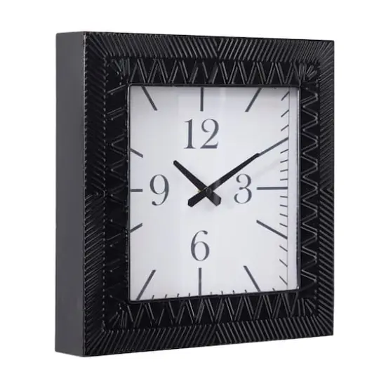 Black Metal Modern Wall Clock, 12" x 3" x 12" {3}