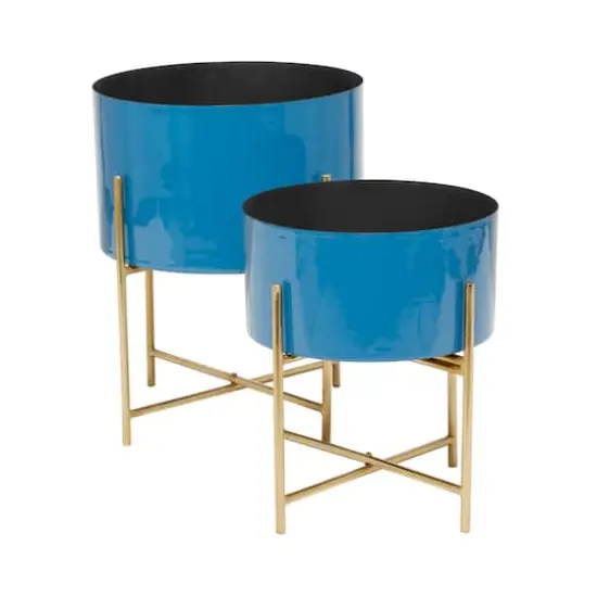 Blue Modern Planter, Set of 2" 15", 12" {3}
