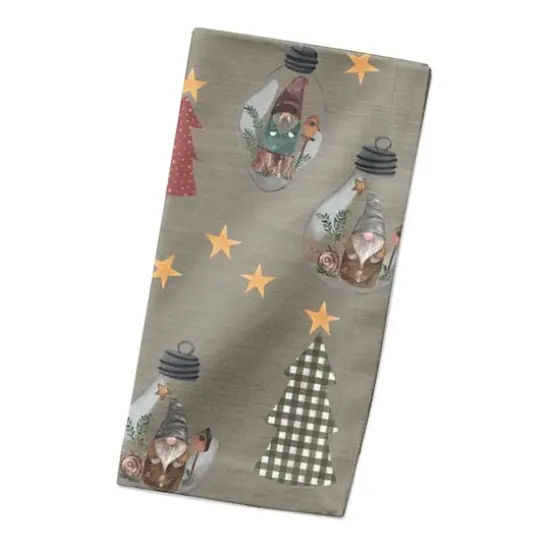 Gray Tree & Globe Pattern Cotton Twill Napkin {3}