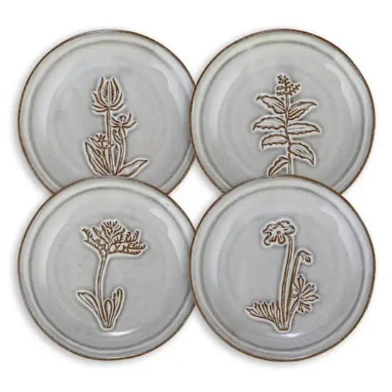 Hello Honey&reg; 5" Cream & Brown Round Reactive Glaze Stoneware Dish Set {1}