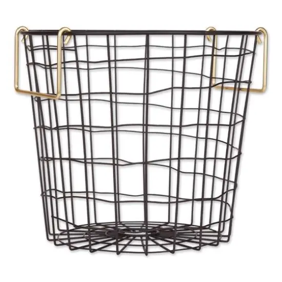 DII&reg; Small Round Black Metal Basket with Gold Handles {3}