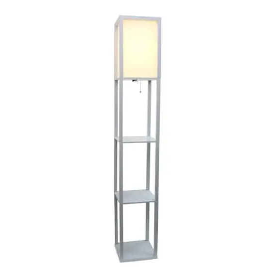 Lalia Home 5ft. Column Shelf Floor Lamp with Linen Shade Gray {3}