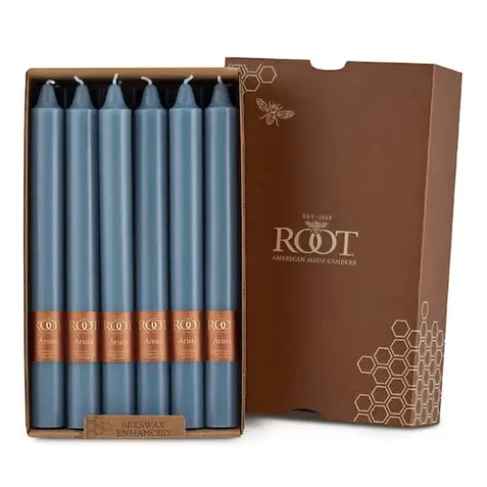 Root Candles Arista&trade; 9" Smooth Dinner Candles, 12ct. Williamsburg Blue {1}
