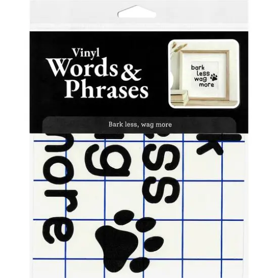 Leisure Arts&reg; Vinyl Bark Less, Wag More Black Wall Decal {5}