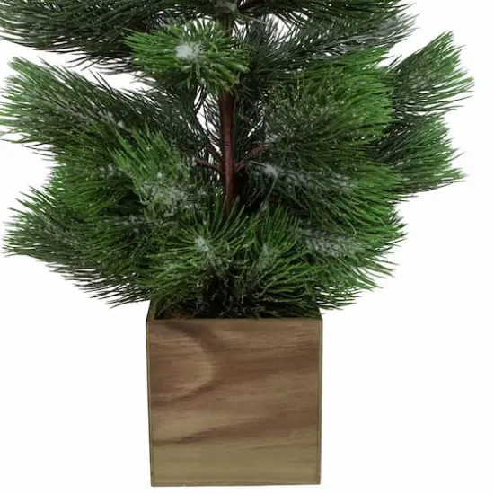 3ft. Unlit Snowy Pine Artificial Christmas Tree in Wooden Pot {5}