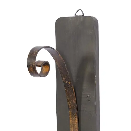 Black Iron Rustic Candle Wall Sconce, 36" x 8" x 5" {5}