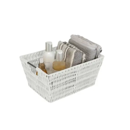 Simplify 3-Piece Rattan Tote Basket Set White {16}
