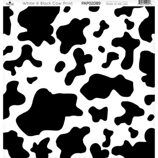 Paper Caf&eacute; White & Black Cow Print 12" x 12" Cardstock, 15 Sheets {1}