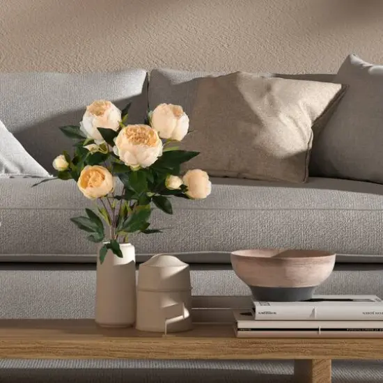 Artificial Beige Peony Spray {9}