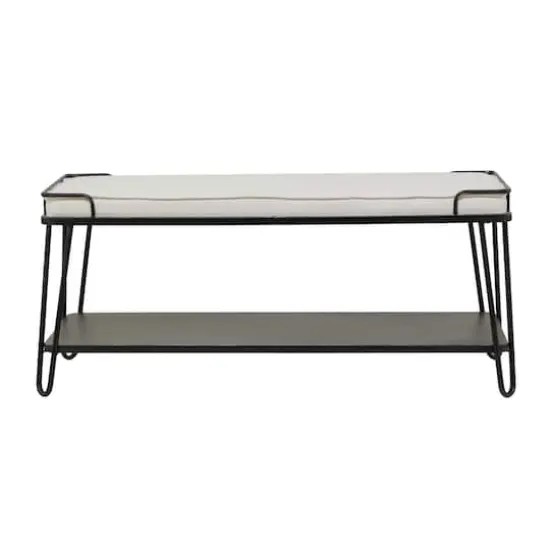 49" Black Metal Industrial Bench {6}