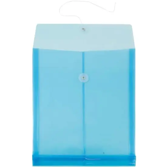 JAM Paper Letter Size Plastic Envelopes with Button & String Tie Closure, 12ct. Blue {4}