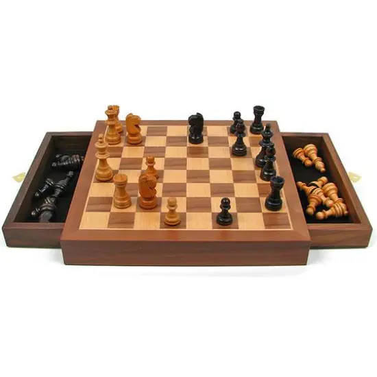 Toy Time Walnut Inlaid Magnetized Chess Set {4}