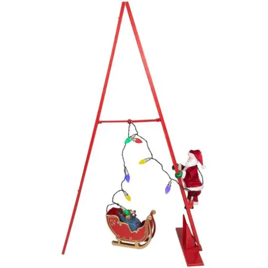 4ft. Animated Lighted Musical Santa Climbing Ladder Christmas Decoration {5}