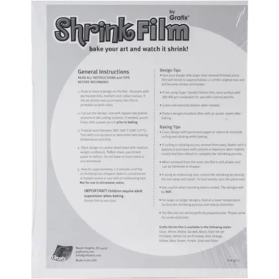 Grafix&reg; Clear 8.5" x 11"Shrink Film, 50 Sheets {3}