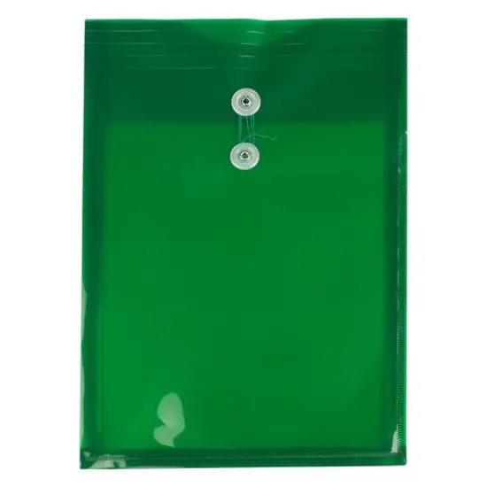 JAM Paper Legal Size Plastic Envelopes with Button & String Tie Closure, 12ct. Green {1}
