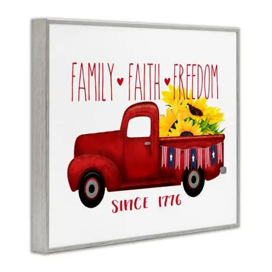 Stupell Industries Family Faith Freedom Americana Floral Country Truck Framed Giclee Art Gray {4}