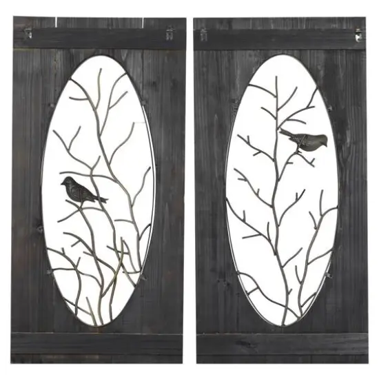 36" Brown Wood Rustic Birds Wall Decor, 2ct. {7}