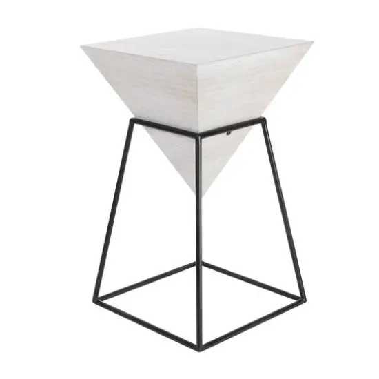 2ft. White Metal and Wood Modern Accent Table {1}