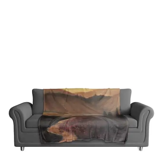 Tuscan Valley Path Coral Fleece Blanket {4}