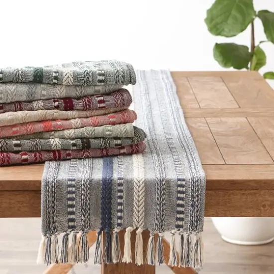 DII&reg; 72" Braided Stripe Table Runner Barn Red {6}