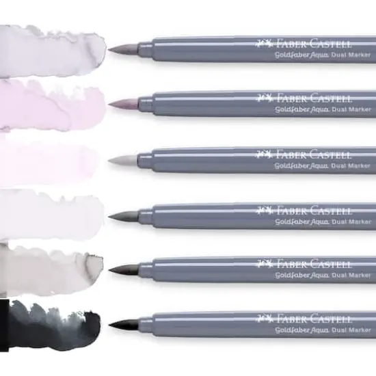 Faber-Castell&reg; Goldfaber Aqua Shades of Gray Dual-Tip Marker Set {8}