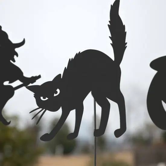 Glitzhome&reg; 36" Halloween Metal Silhouette Yard Stake Or Hanging D&eacute;cor Set {5}