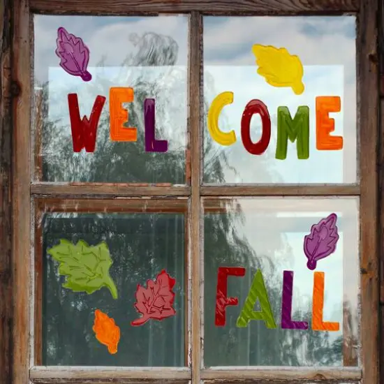 Burgundy & Orange Welcome Fall Thanksgiving Gel Window Clings {3}