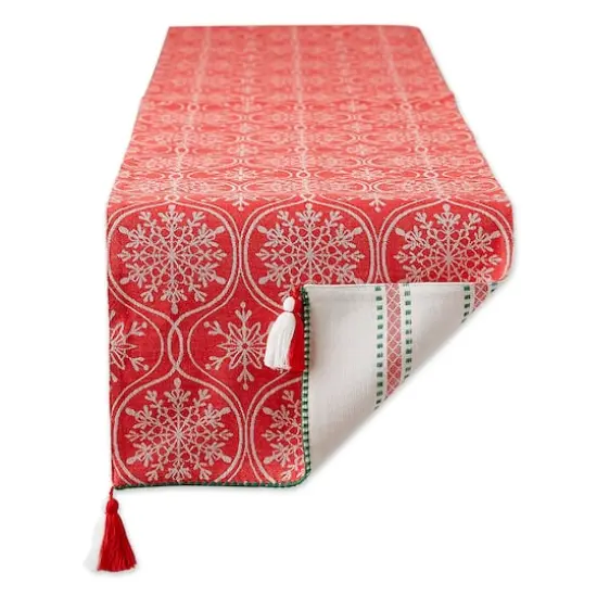 DII® 72'' Joyful Snowflakes Jacquard Reversible Table Runner {10}