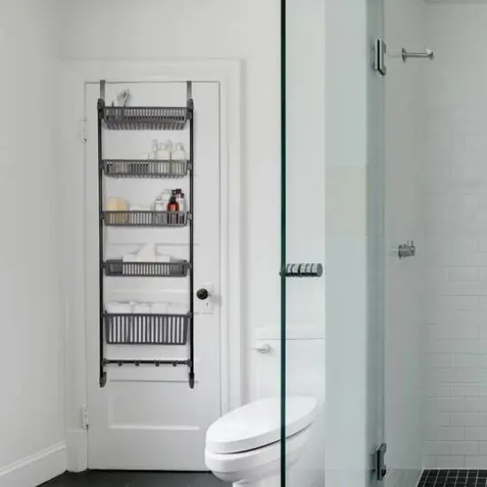 Household Essentials Over the Door Basket Storage Rack Gray {3}