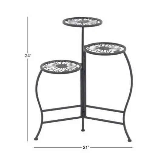 2ft. Black Flower Metal Traditional Plantstand {6}