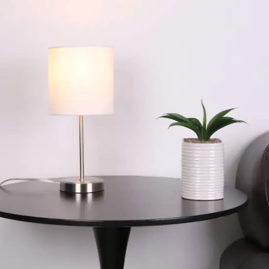 15" Silver Metal Table Lamp with White Fabric Shade by Ashland&reg; {3}