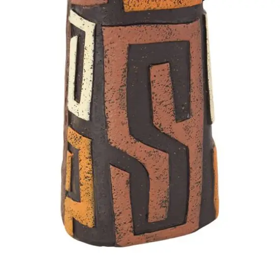 13" Red, Orange & White African Decorative Sculpture with Dresswear Set {5}