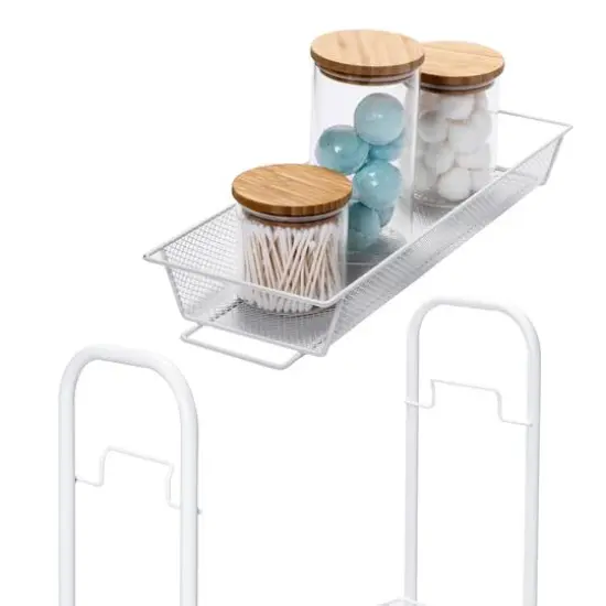 Honey Can Do White 3-Tier Mesh Narrow Rolling Cart {3}