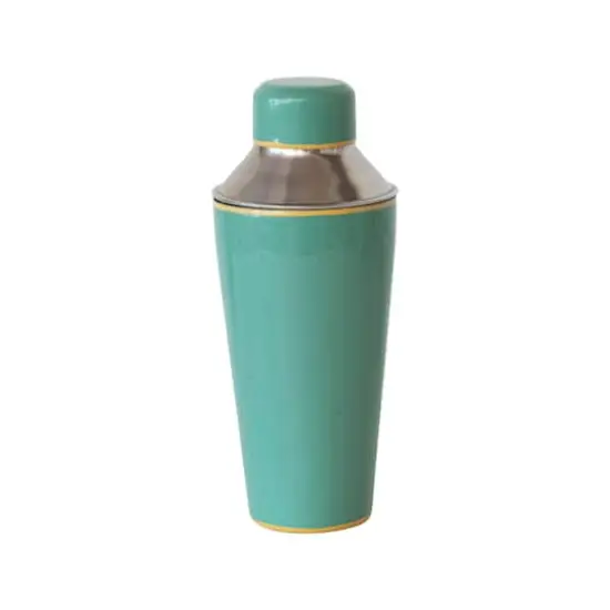 Hello Honey&reg; 21oz. Green & Yellow Round Enameled Stainless Steel Cocktail Shaker with Colored Edge {1}