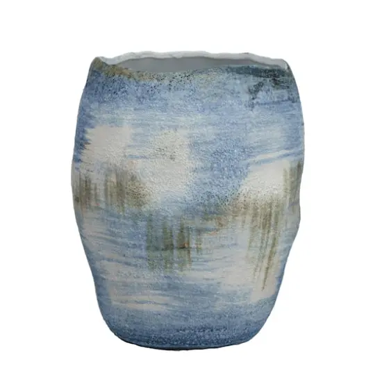 Hello Honey&reg; 12.25" Azure Blue Stoneware Vase {4}