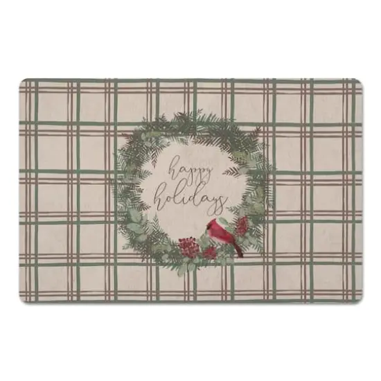 Happy Holidays Plaid Floor Mat {1}