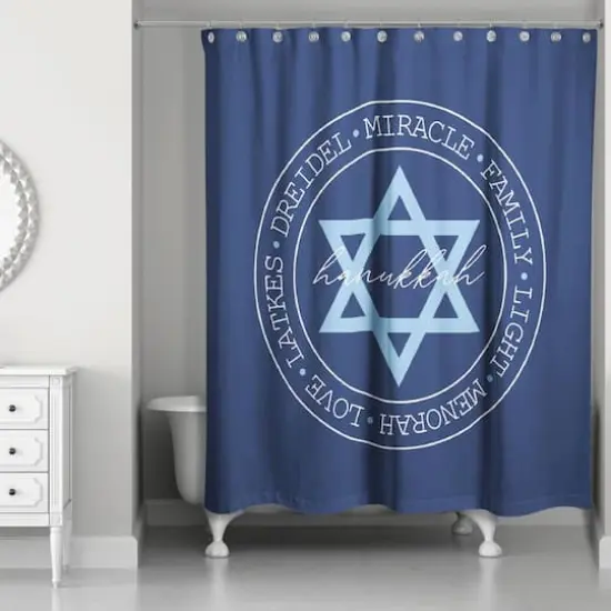 Hanukkah Words in a Circle Shower Curtain {3}