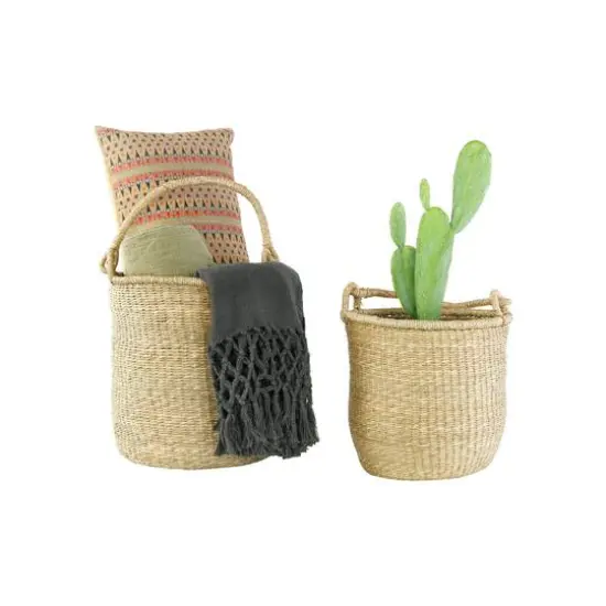 Hello Honey&reg; Handwoven Seagrass Baskets with Handles Set {6}