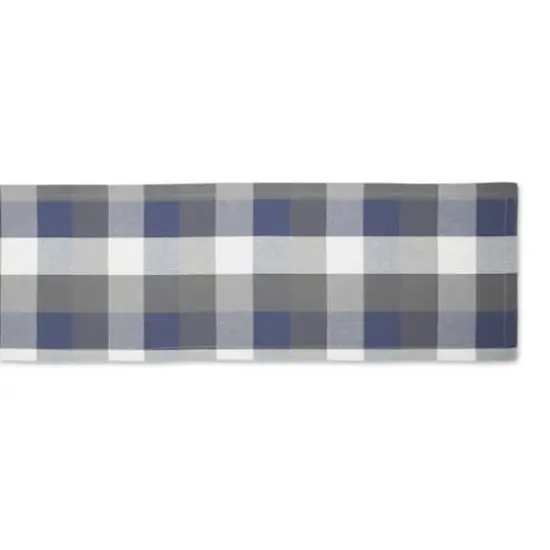 DII&reg; 72" Tri-Color Check Table Runner French Blue {4}