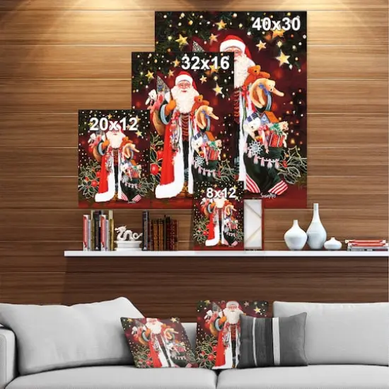 Designart - Happy Santa Claus Magic of Christmas - Canvas Art Print {5}