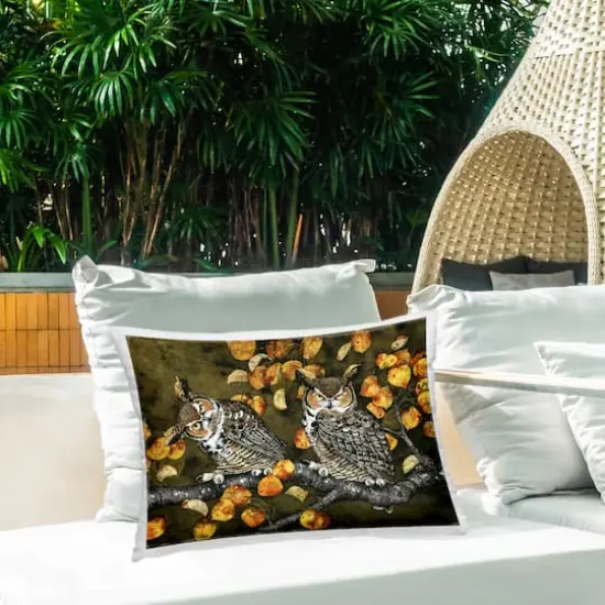 Stupell Industries Inquisitor Owls Autumn Branch Outdoor Printed Pillow {3}