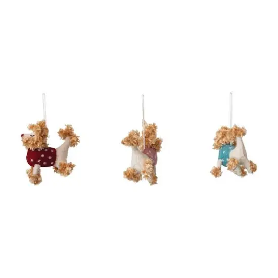 Hello Honey&reg; Handmade Wool Felt Poodle Ornaments with Polka Dot Sweaters Set {3}