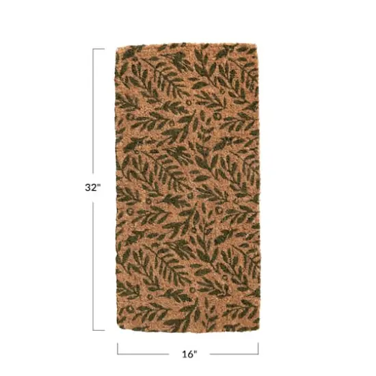 Hello Honey&reg; 32" x 16" Green & Natural Coir Doormat with Botanical Pattern {3}