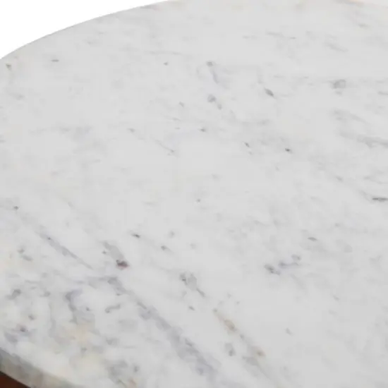 Hello Honey&reg; Modern Bohemian Marble & Wood Round End Table Walnut Finish {6}