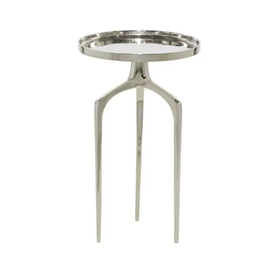 13" Contemporary Round Silver Raised Edge Accent Table {1}