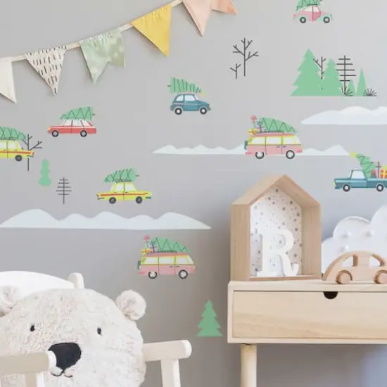 RoomMates Retro Christmas Cars Peel & Stick Wall Decals {3}