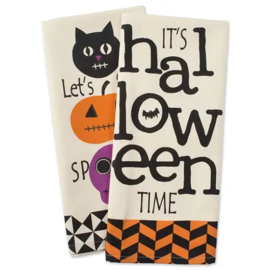 DII® Assorted All Hallows Eve Halloween Printed Dishtowel Set {8}