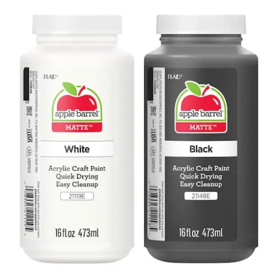Apple Barrel&reg; 16oz. Acrylic Black & White Paint Set {1}