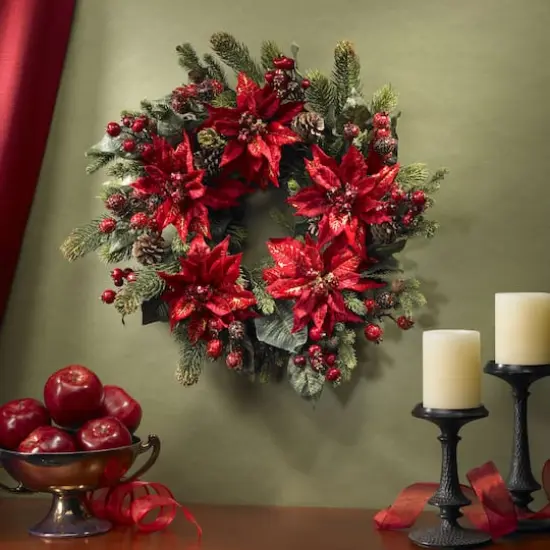 2ft. Poinsettia & Berry Wreath {3}