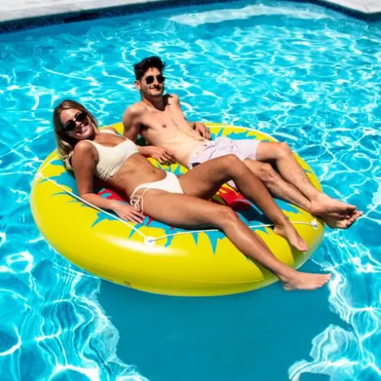 72" Multicolor Tie Dye Inflatable Circular Swimming Pool Float {5}